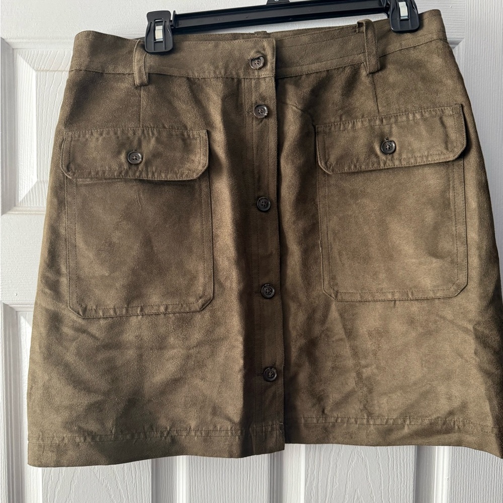 Banana Republic Olive Green Button-Front Mini Skirt